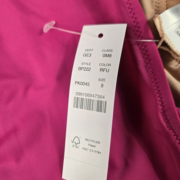 J Crew Women's Size 8 Ruched Ruffled Radiant Pink One Piece Swimsuit NWT BP222 - Picture 5 of 6